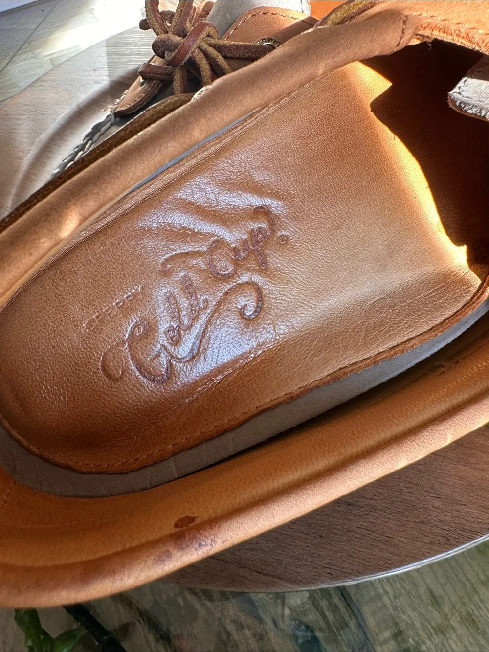 Mens Sperry Top-Sider GOLD CUP 2-Eye Boat Shoe, STS17942 Size 9.5 Steel/Tan READ